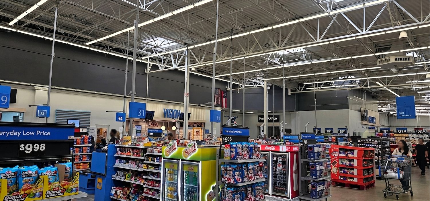 The sales floor - try to spot the speakers in the rafters