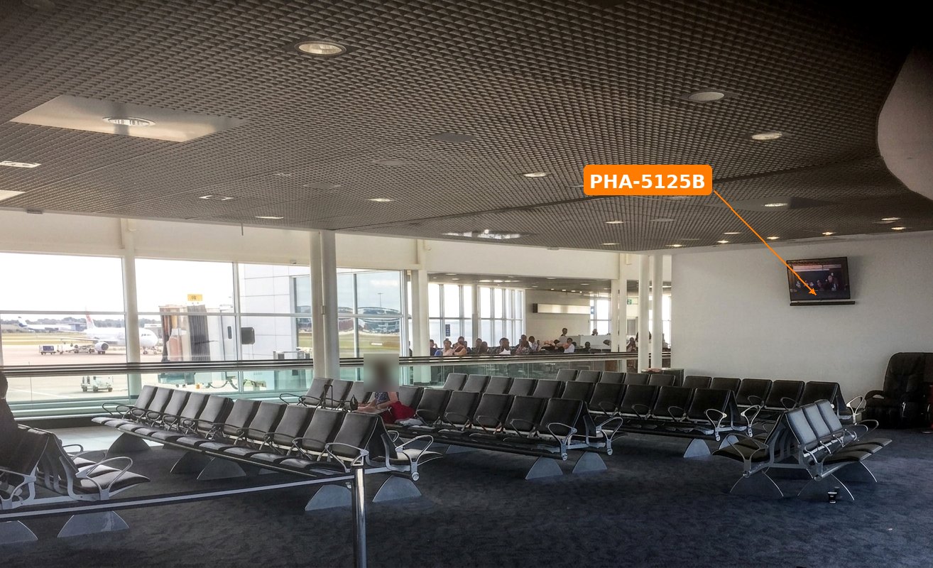 The view from the boarding counter, where the audio is all but inaudible